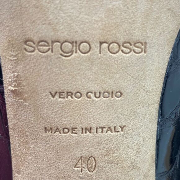 Sergio Rossi Grazie Sergio Sphere Embellished Pumps Black Croc Silver 40 - Picture 15 of 16